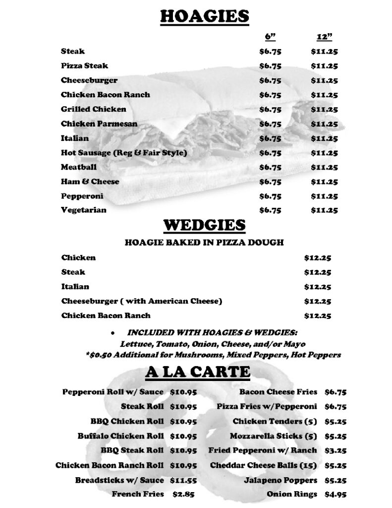 Bellisario's Pizza Menu Page 3
